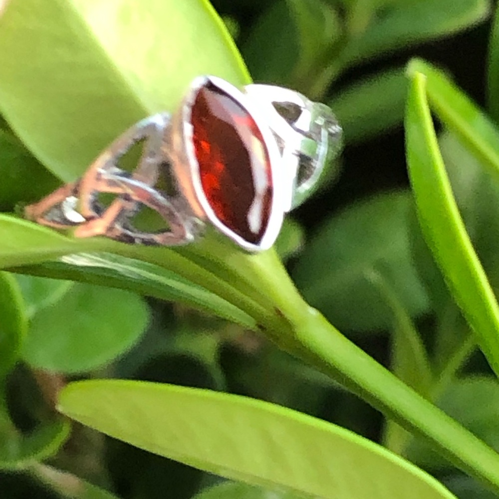 Red ring sterling silver